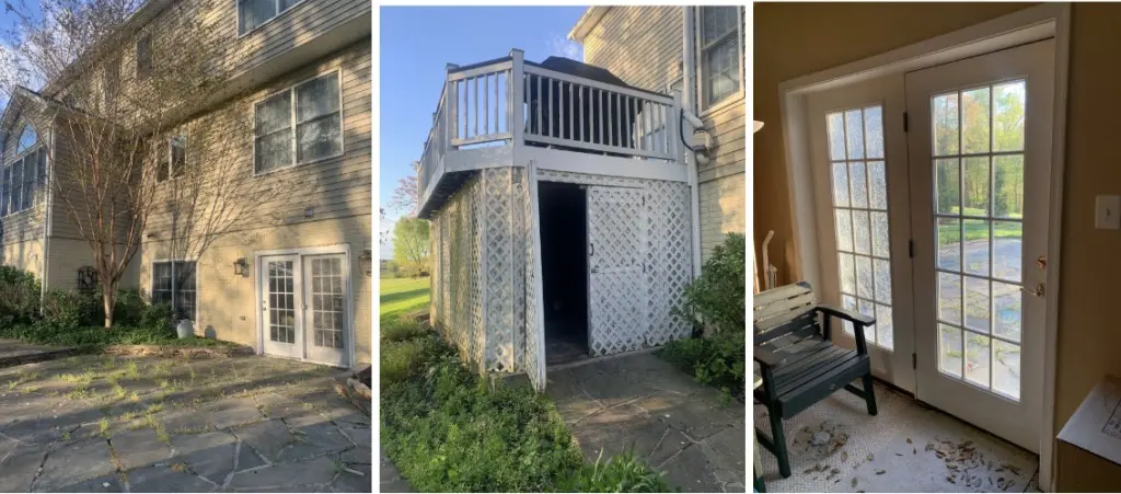 Before, aging deck and shed in Woodbine, MD