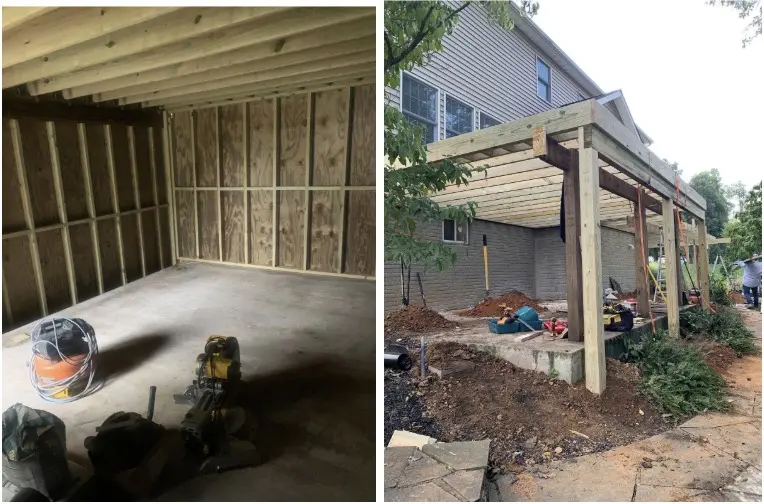 During, deck and screen room construction