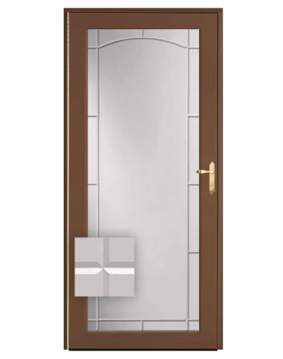 Beveled door glass.