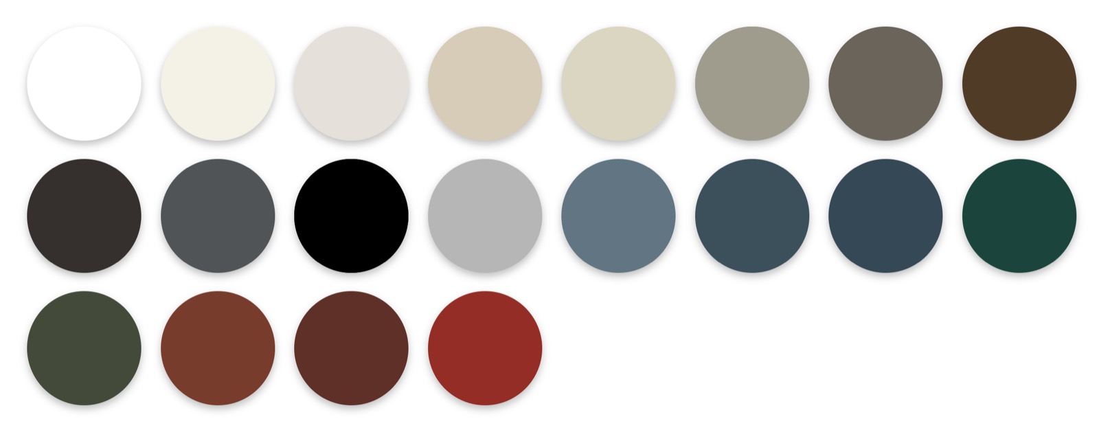 Standard ProVia door paint colors.