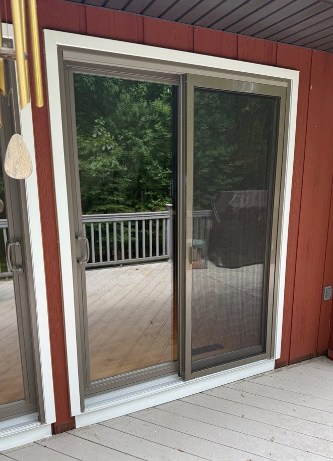 Andersen sliding glass patio door in Terra Tone.