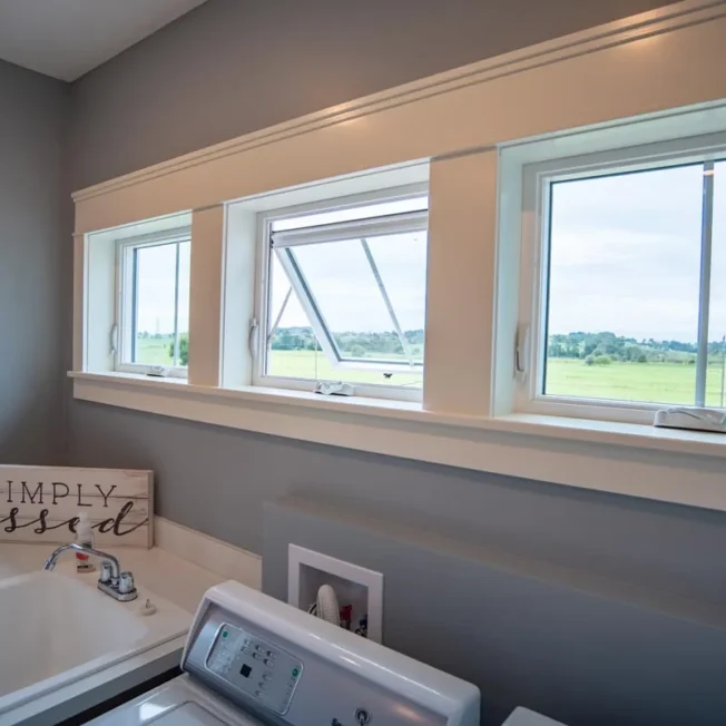 Endure awning windows open in a laundry room.
