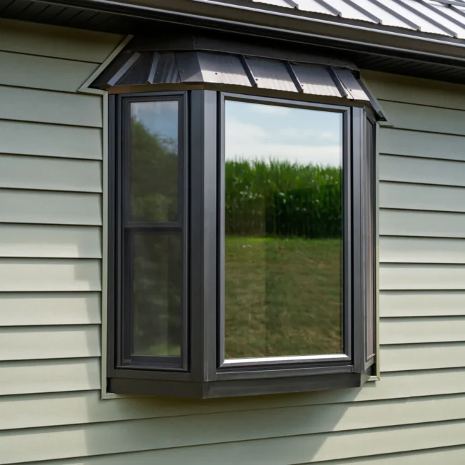 Endure bay window in textured matte coal black.