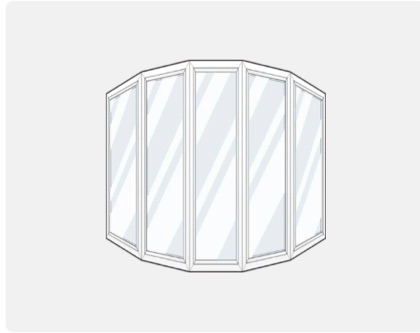 Bay and bow window diagram: angled panels that project outward.