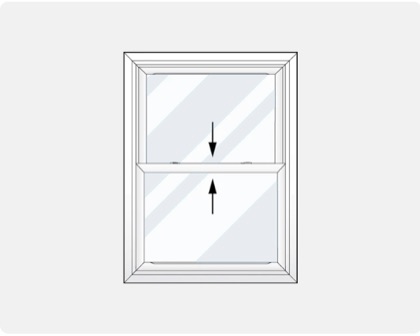 Double-hung window diagram: both sashes slide vertically.