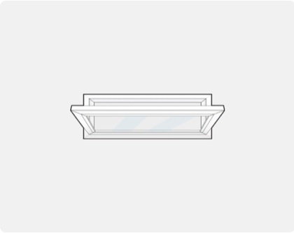 Hopper window diagram: sash tilts inward from the top.